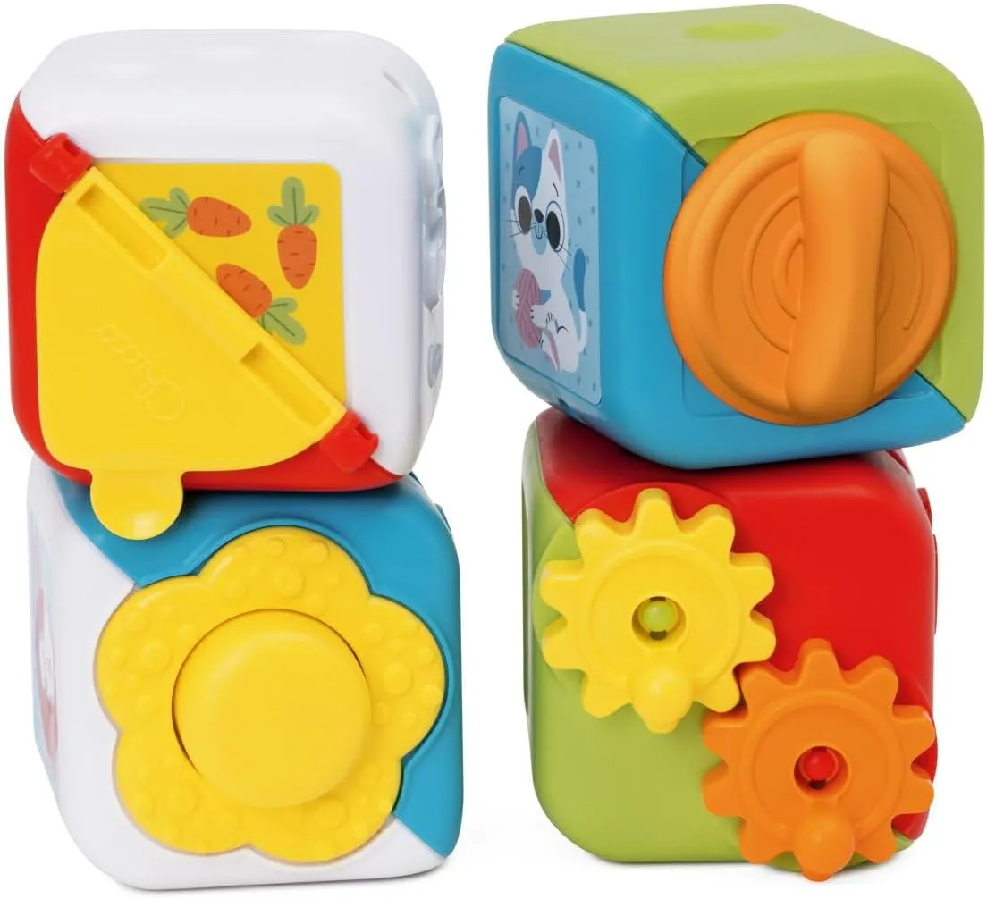 Chicco Set of 4 Colourful Animal Blocks Stacking for Sensory Pleasure, Crafts and Logic Activities Toys for Kids, 10-36 Months