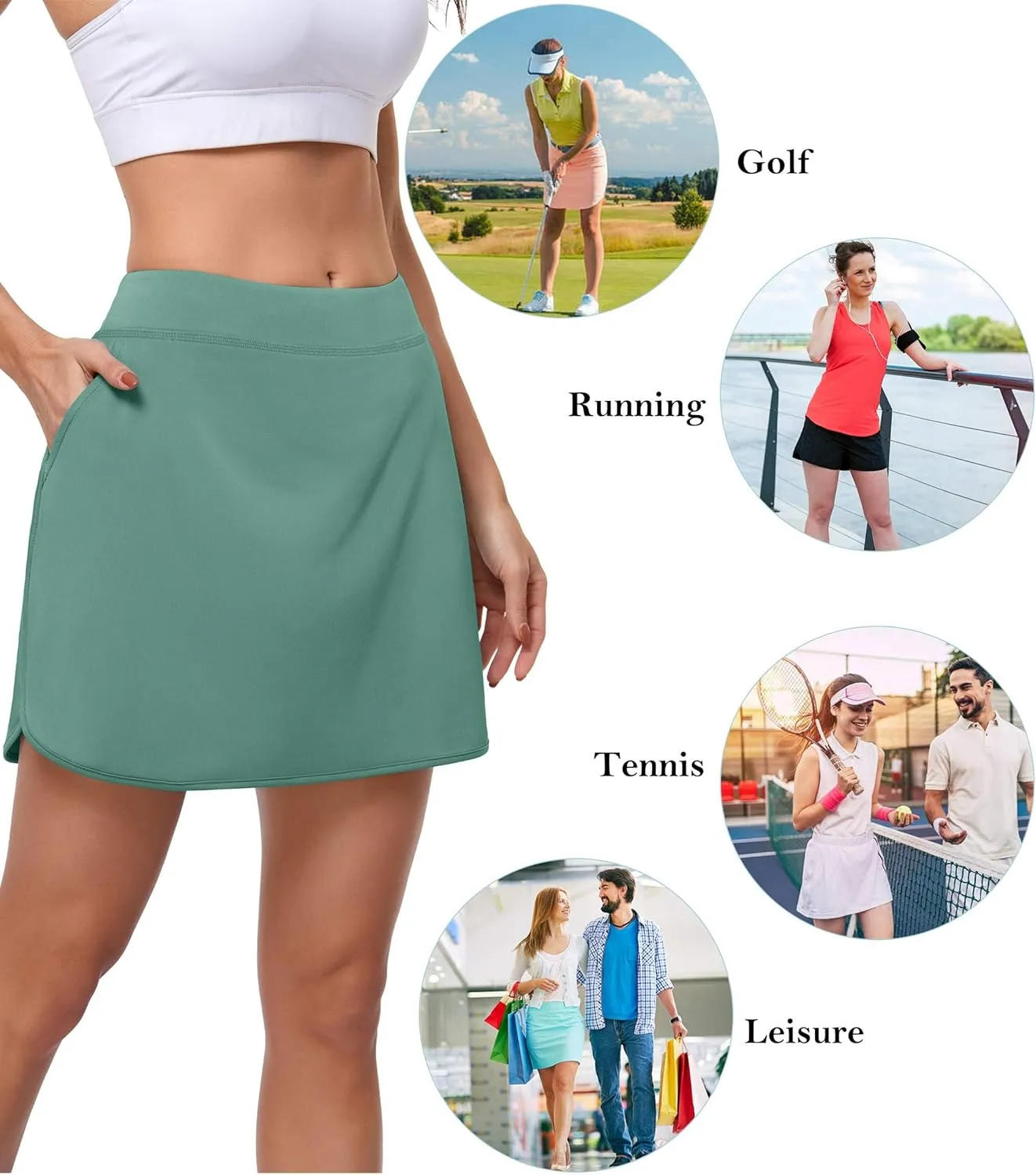 CHICHO Women's Athletic Skirt Tennis Skort with Pockets Golf Skirts Workout Running Sport Skorts