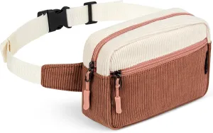 Choco Mocha Kids Belts - Brown Corduroy Fanny Belt for Girls (Ages 6-8 & 8-12)
