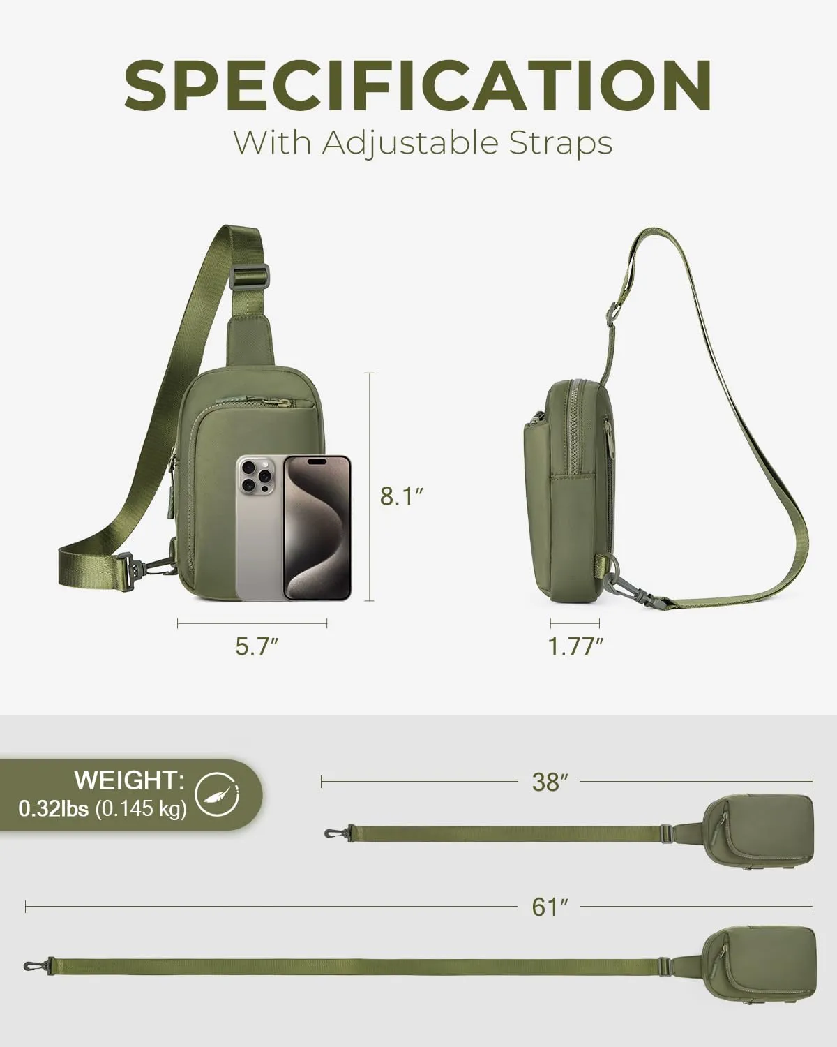 CHOLISS Small Crossbody Bags for Women and Men, Sling Bag for Women and Men Trendy, Fanny Packs Chest Bag with Extended Strap