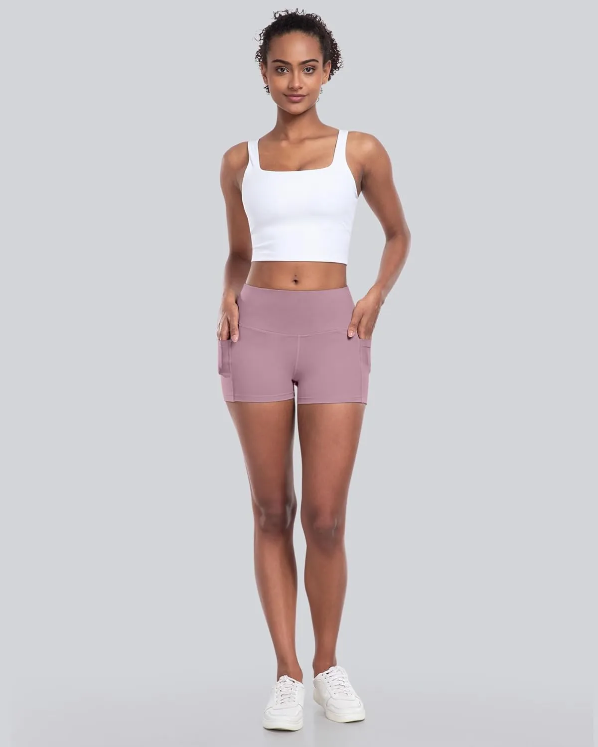 CHRLEISURE Womens Biker Yoga Shorts with Pockets: High Waisted Tummy Control Spandex Workout Athletic Gym Shorts 4 Packs