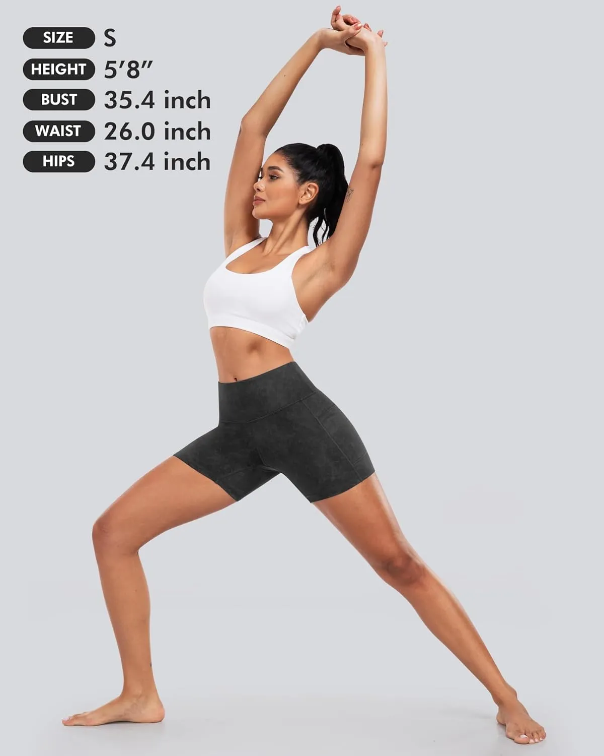 CHRLEISURE Womens Biker Yoga Shorts with Pockets: High Waisted Tummy Control Spandex Workout Athletic Gym Shorts 4 Packs
