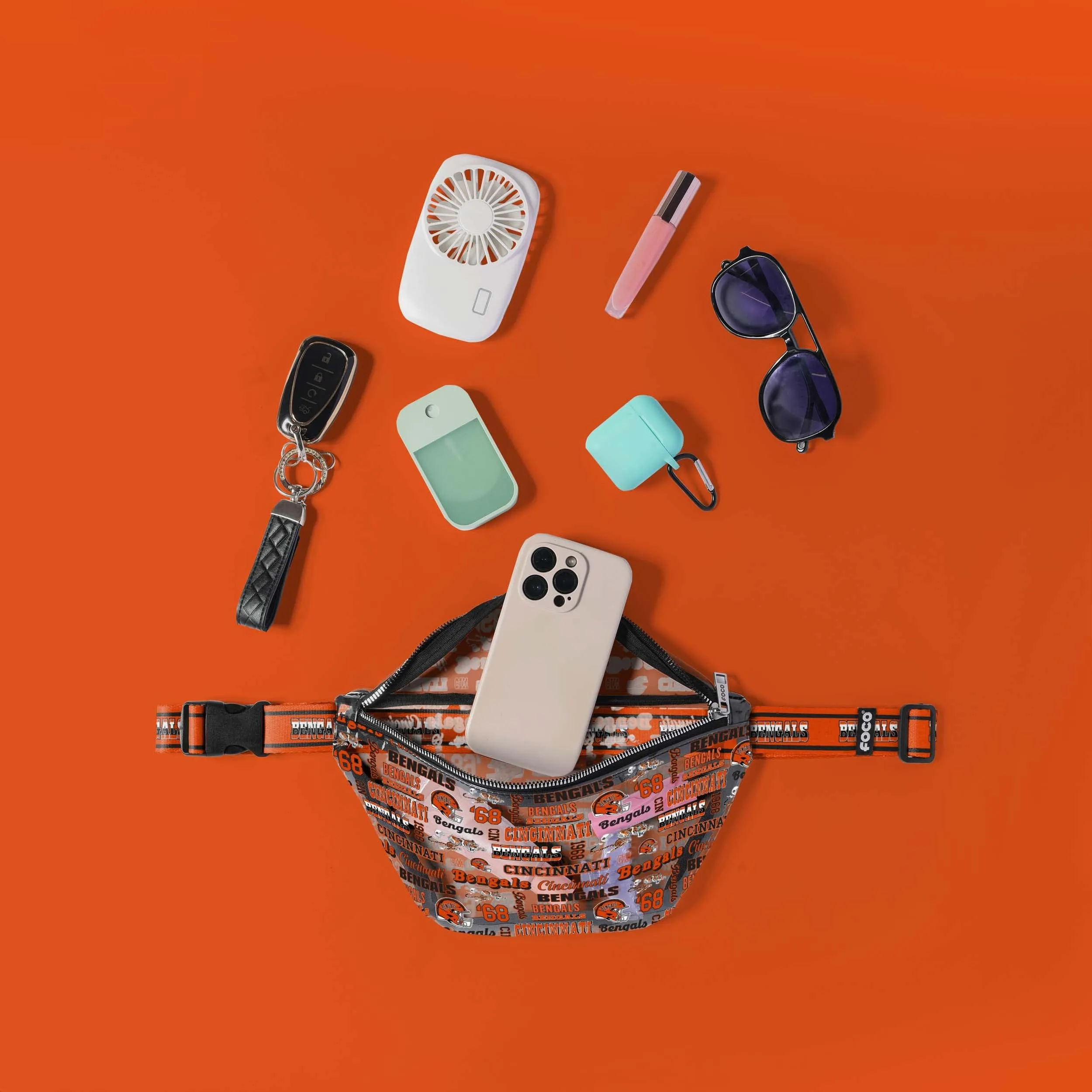 Cincinnati Bengals Repeat Retro Print Clear Fanny Pack
