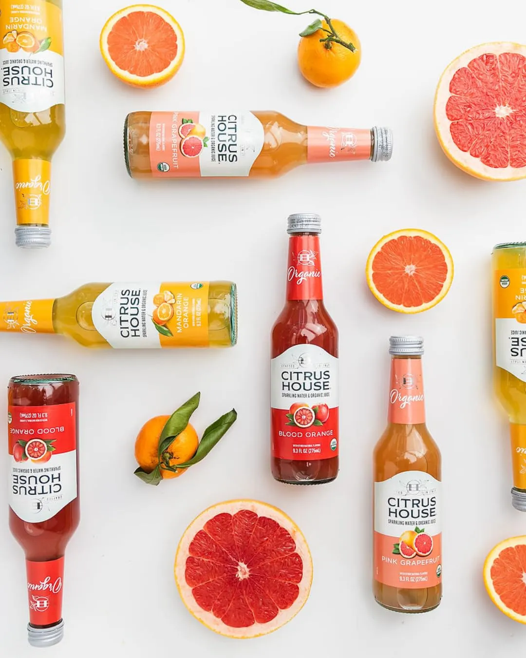 Citrus House Organic Sparkling Juice, Variety Pack, No Added Sugars, No Preservatives, 9.3 Fl Oz Glass Bottle (Pack of 12)