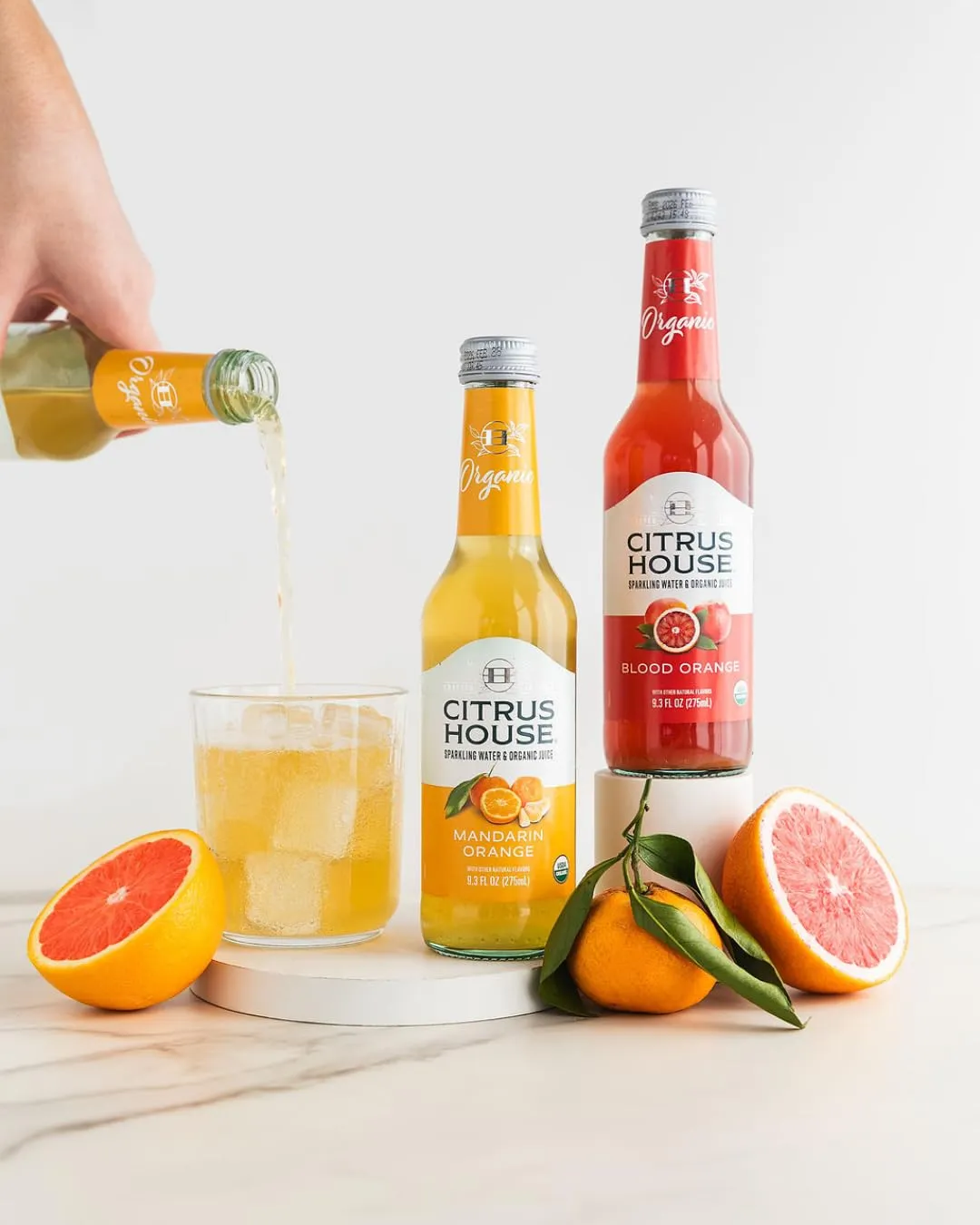 Citrus House Organic Sparkling Juice, Variety Pack, No Added Sugars, No Preservatives, 9.3 Fl Oz Glass Bottle (Pack of 12)
