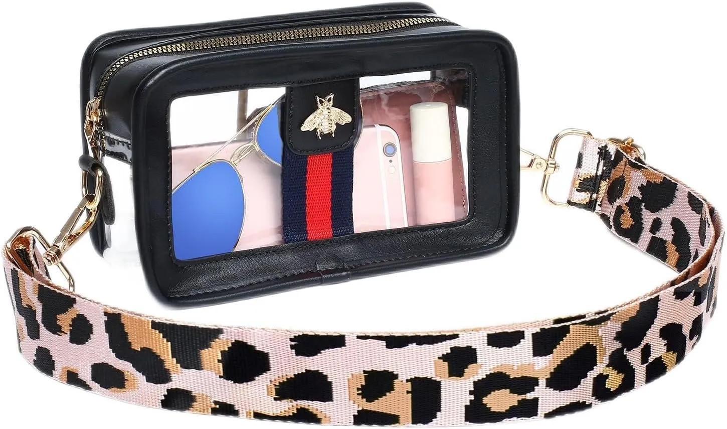 Clear Bag Stadium Approved, Clear Crossbody Bags for Concerts, Clear Purses for Women Stadium Matt Black