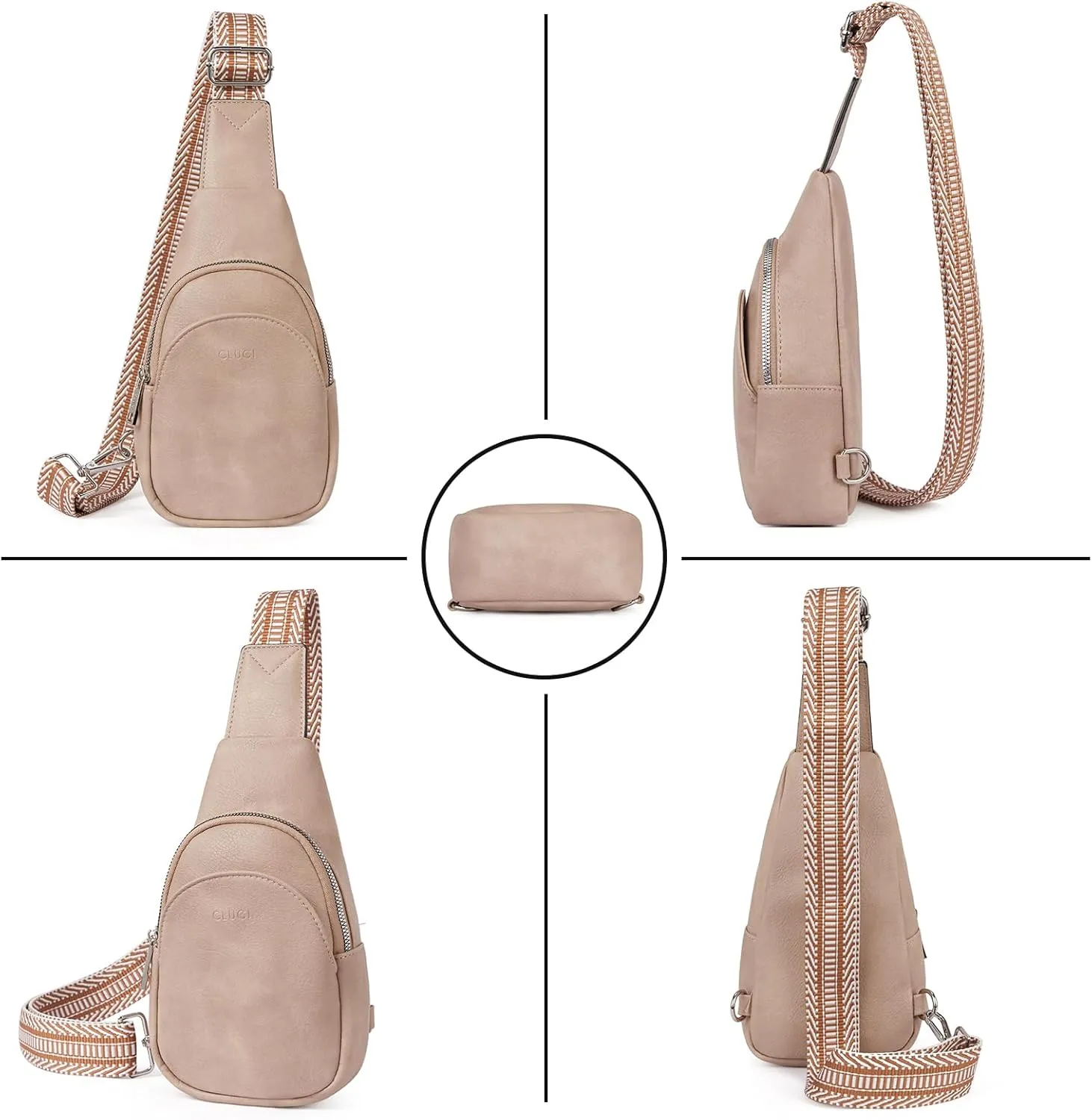 CLUCI Small Sling Bag for Women,Vegan Leather Crossbody Bags for Women,Fanny Packs with Guitar Strap
