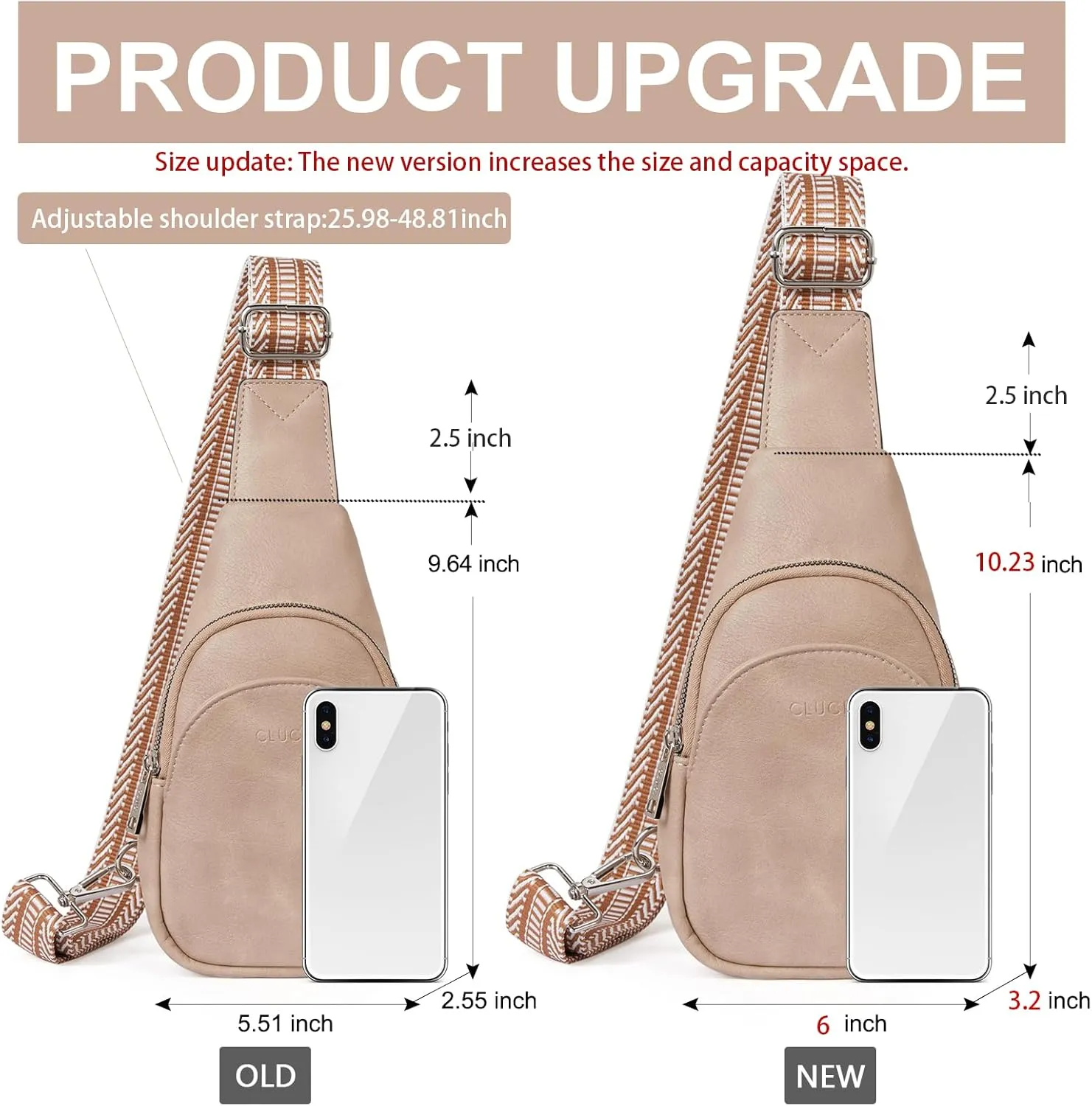 CLUCI Small Sling Bag for Women,Vegan Leather Crossbody Bags for Women,Fanny Packs with Guitar Strap