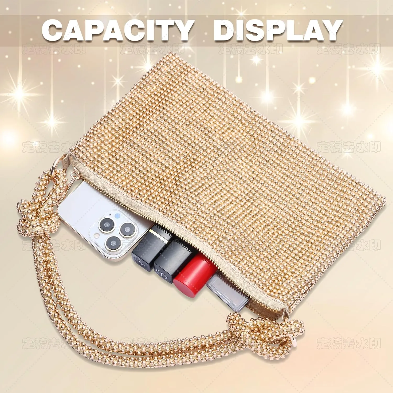 Clutch Purse for Women,Sparkly Rhinestone Evening Bag Wedding & Party Accessories,Handbag Fits Phone,Wallet & Lipstick