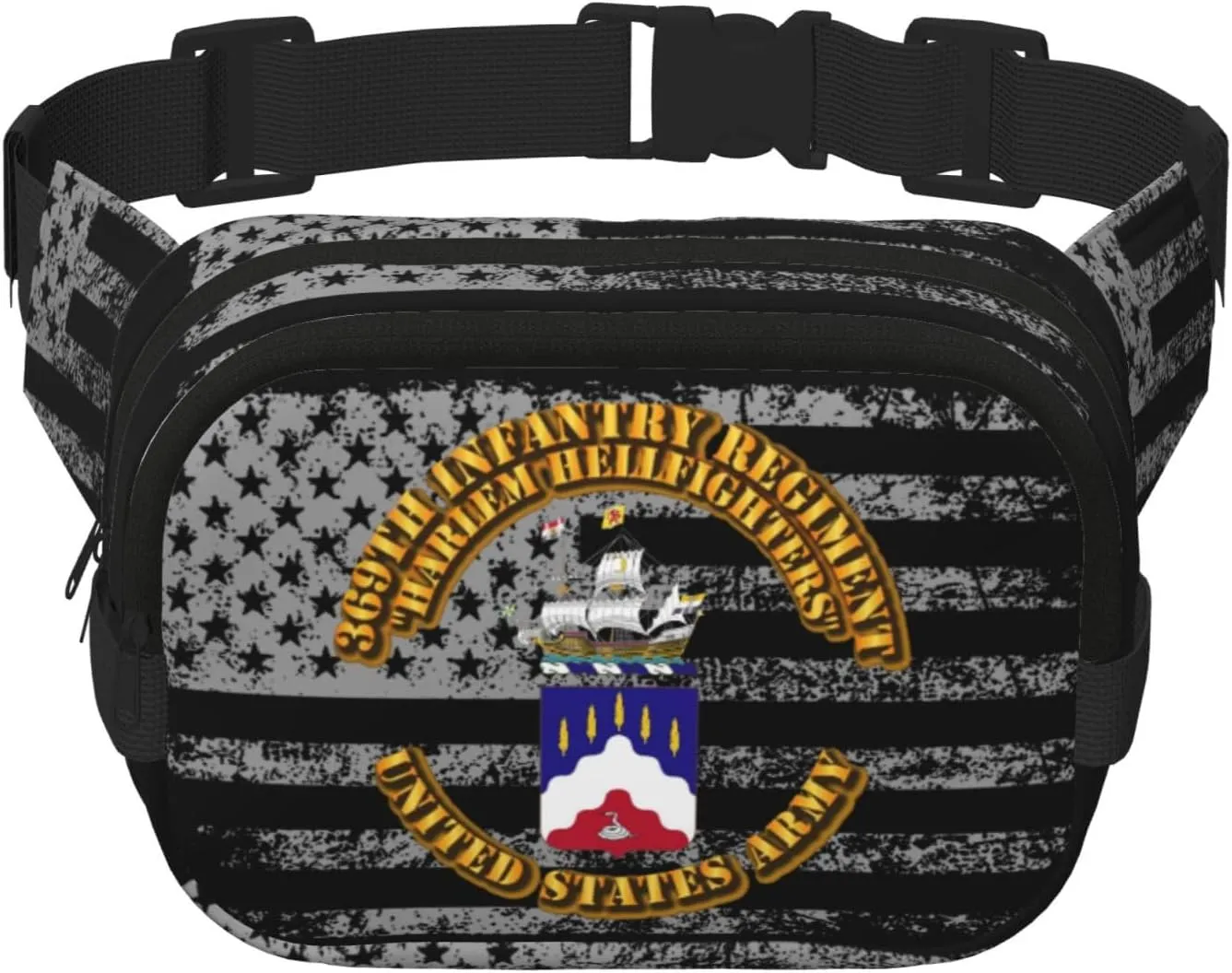 COA - 369th Infantry Regiment - Harlem Hellfighters Waist Pack Bag Fanny Pack for Men Hip Bum Bag with Adjustable Strap for Outdoors Workout Traveling Casual Running Hiking Cycling