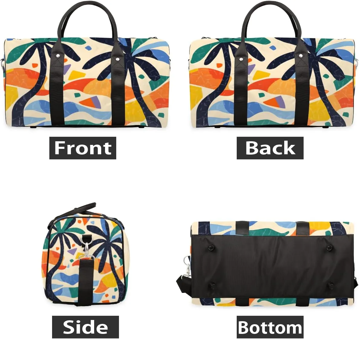 Coconut Tree Travel Duffle Bag for Women Men Gym Duffel Foldable Bag Waterproof Weekender Abstract Geometric Duffle Tote