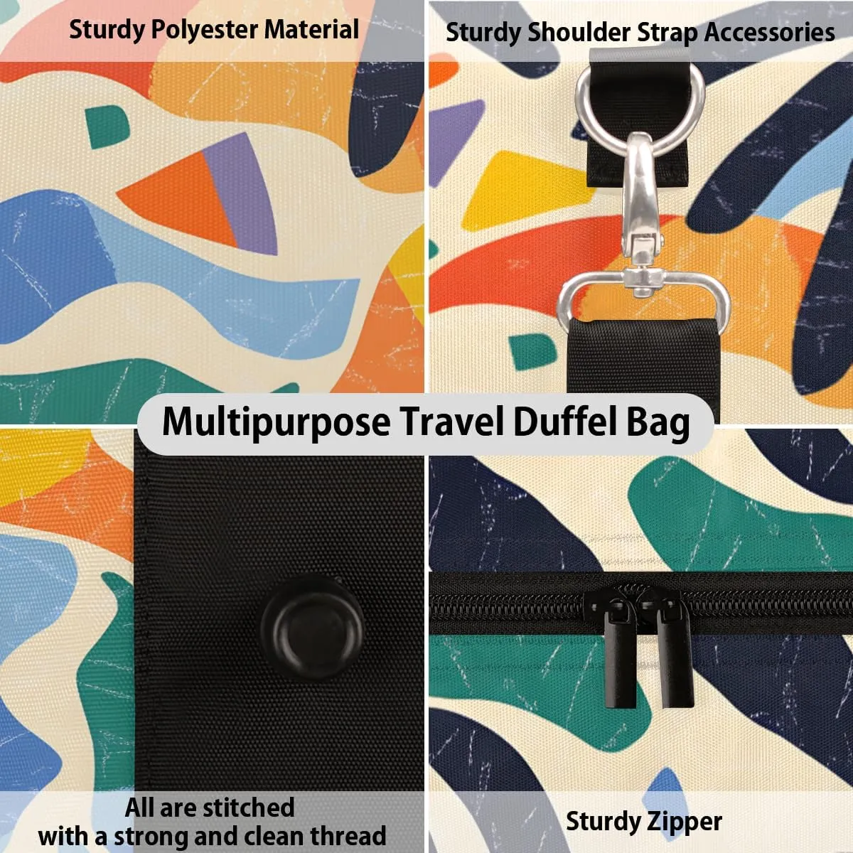 Coconut Tree Travel Duffle Bag for Women Men Gym Duffel Foldable Bag Waterproof Weekender Abstract Geometric Duffle Tote