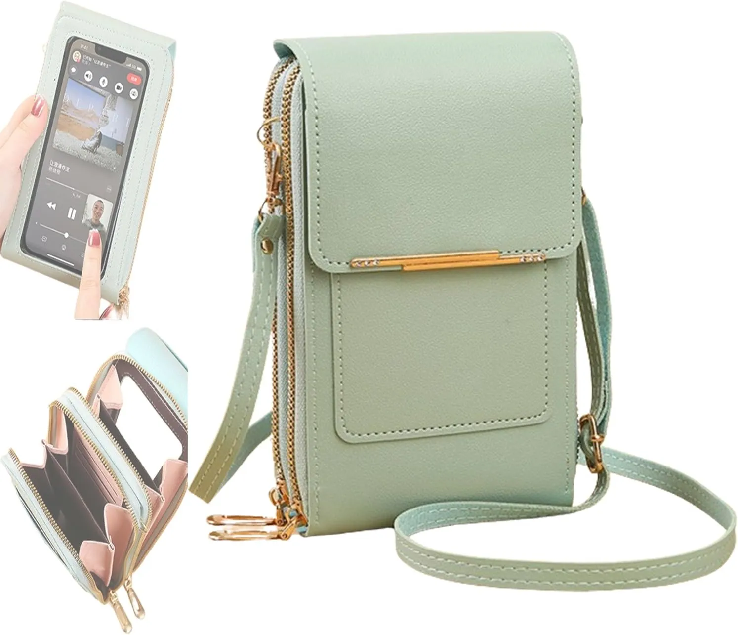 Coincidem Bag, Coincidem Anti-Theft Leather Bag, Multi-Compartment Touch Screen Phone Bag, Mobile Phone Messenger Bag