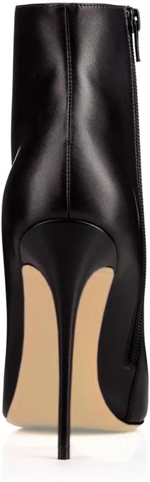 COLETER Women's Black Ankle Boots Closed Pointed Toe Stilettos Autumn Dress Booties