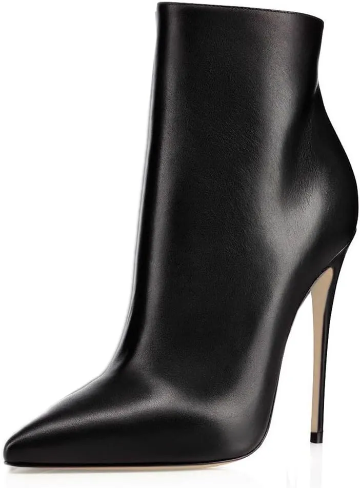 COLETER Women's Black Ankle Boots Closed Pointed Toe Stilettos Autumn Dress Booties