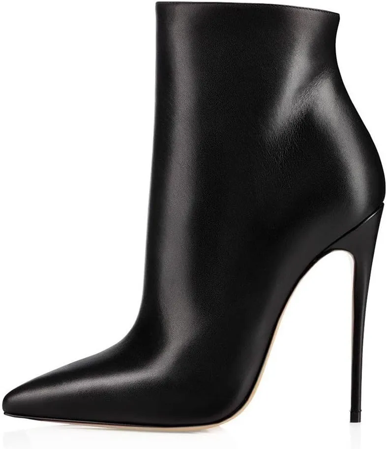 COLETER Women's Black Ankle Boots Closed Pointed Toe Stilettos Autumn Dress Booties