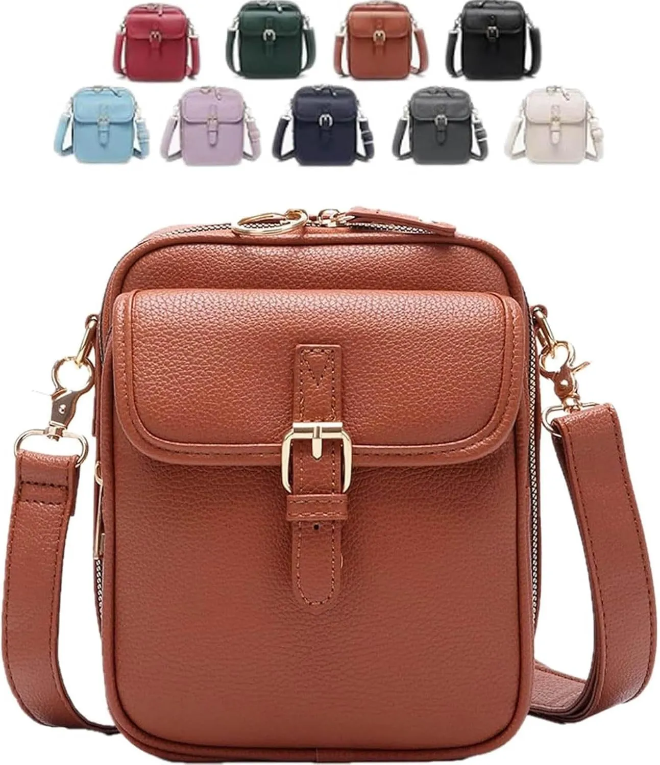 Collaboraten1 Crossbody Leather Bag, Large Capacity with 10 Card Slots, Anti Theft Shoulder Bags for Women Travel