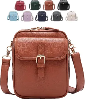 Collaboraten1 Crossbody Leather Bag, Large Capacity with 10 Card Slots, Anti Theft Shoulder Bags for Women Travel