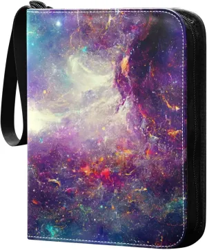 Colorful-cosmos Game Sports Cards Card Binders 4 Pocket - Hold 400 Game Cards, Waterproof Wear-resistant Trading Card Albums Collection Book Holder for Boys Girls
