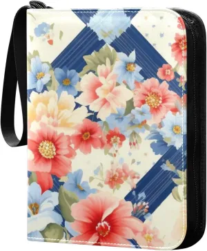 Colorful-flowers Game Sports Cards Card Binders 4 Pocket - Hold 400 Game Cards, Waterproof Wear-resistant Trading Card Albums Collection Book Holder for Boys Girls