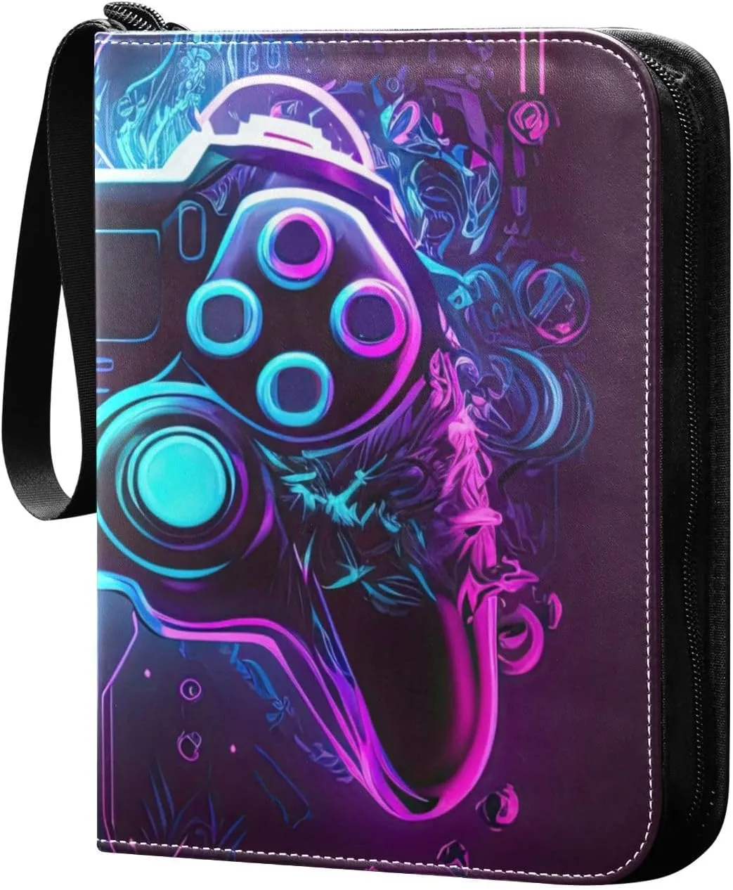 Colorful Game Controller Texture Game Sports Cards Card Binders 4 Pocket - Hold 400 Game Cards, Waterproof Wear-resistant Trading Card Albums Collection Book Holder for Boys Girls