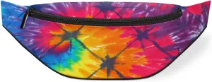 Colorful Tie Dye Grid Fanny Pack for Women Men Waist Pack Crossbody Bag with Adjustable Belt for Travel Hiking Running Cycling Festivals