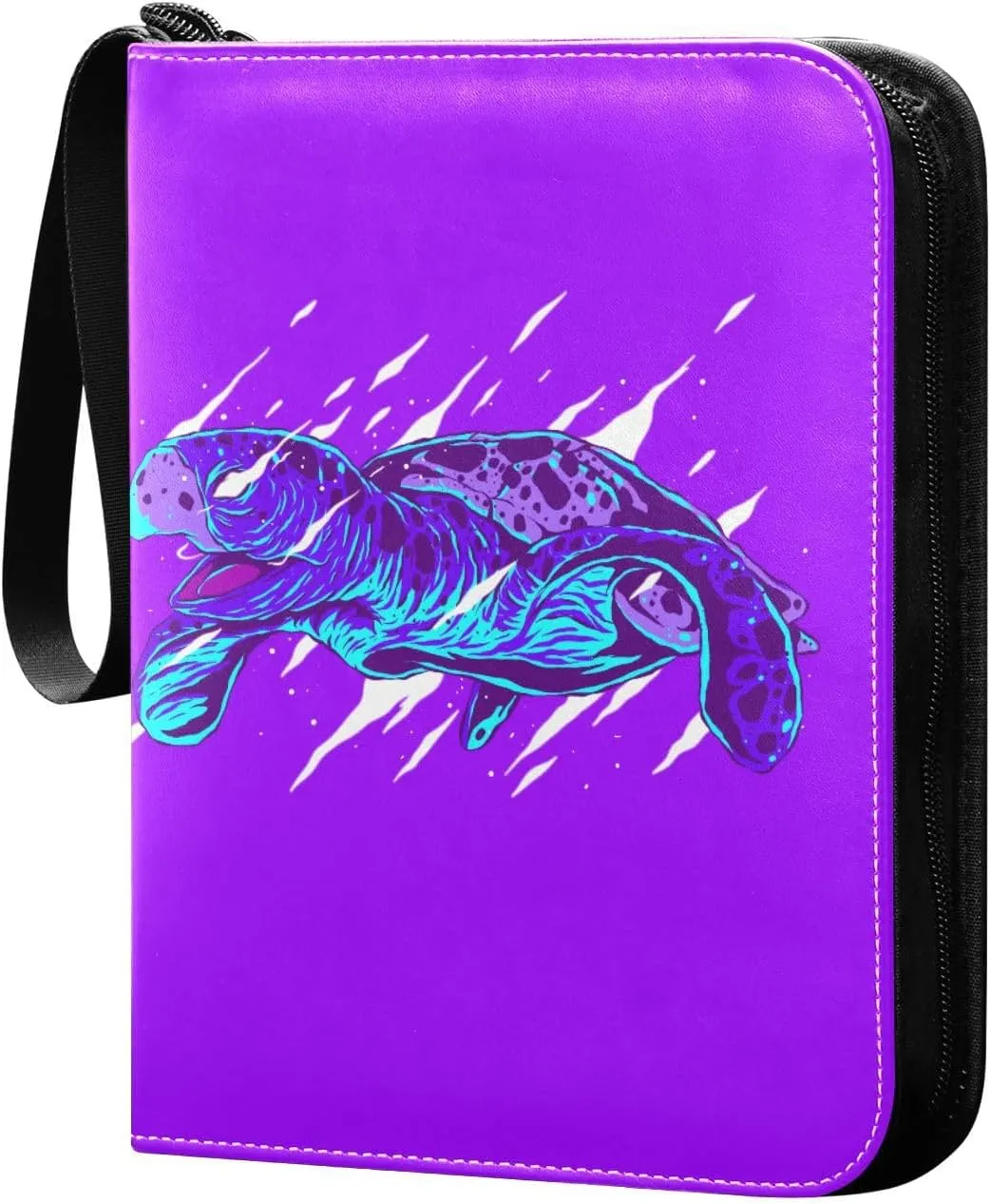 Colorful-turtle Texture Game Sports Cards Card Binders 4 Pocket - Hold 400 Game Cards, Waterproof Wear-resistant Trading Card Albums Collection Book Holder for Boys Girls