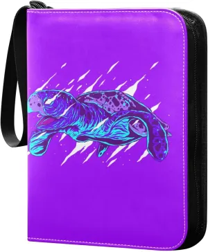 Colorful-turtle Texture Game Sports Cards Card Binders 4 Pocket - Hold 400 Game Cards, Waterproof Wear-resistant Trading Card Albums Collection Book Holder for Boys Girls