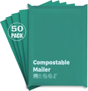Compostable 10x15 inch Shipping Bags with Self Seal Waterproof Shipping Mailers with Eco Friendly Packaging Envelopes Supplies Mailing Bags BPI Certified Green, 50 Counts