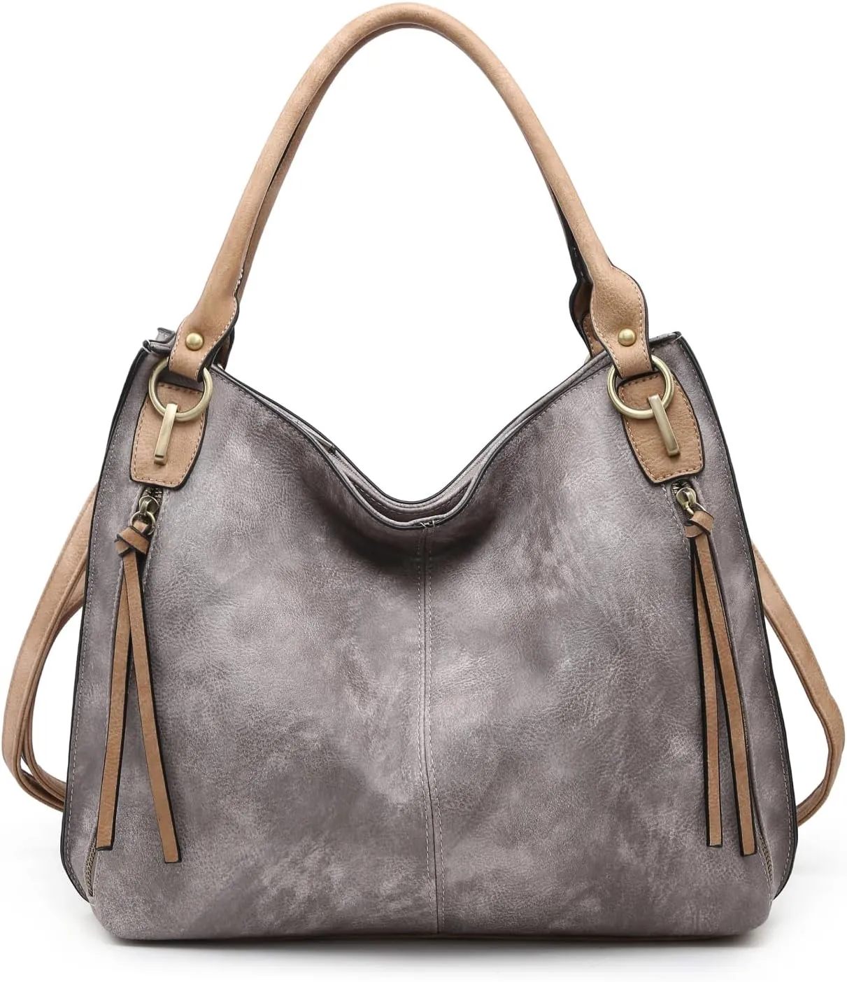Connar Distressed Large Tote Bag for Women Vegan Leather Handbags Travel Purses Ladies Hobo Shoulder Bags