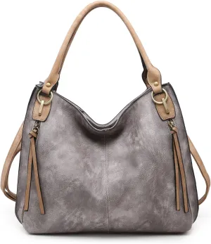 Connar Distressed Large Tote Bag for Women Vegan Leather Handbags Travel Purses Ladies Hobo Shoulder Bags
