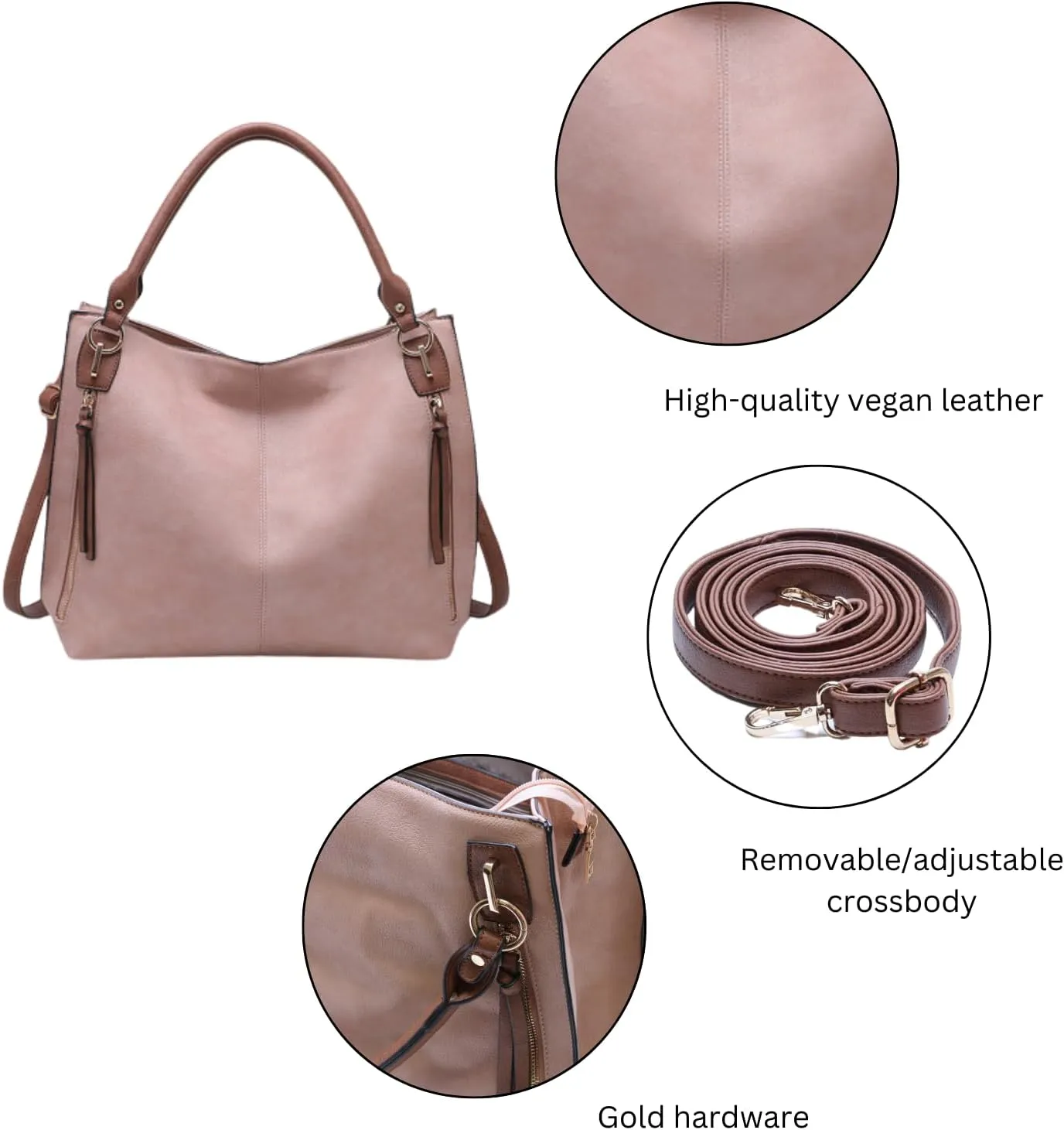 Connar Distressed Large Tote Bag for Women Vegan Leather Handbags Travel Purses Ladies Hobo Shoulder Bags