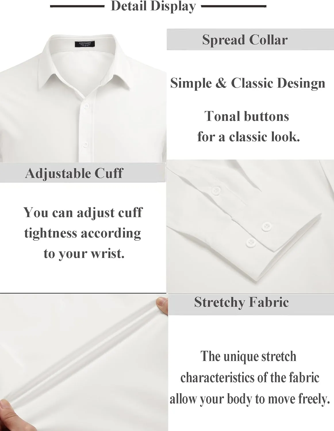 COOFANDY Men's Business Dress Shirts Wrinkle Free Long Sleeve Regular Fit Dress Shirt Textured Casual Button Down Shirts