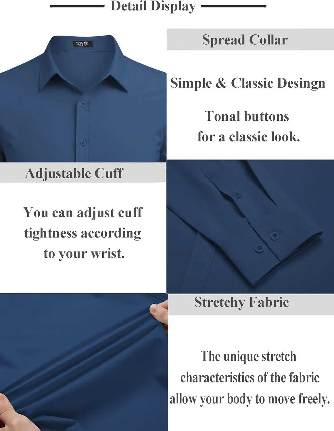 COOFANDY Men's Business Dress Shirts Wrinkle Free Long Sleeve Regular Fit Dress Shirt Textured Casual Button Down Shirts