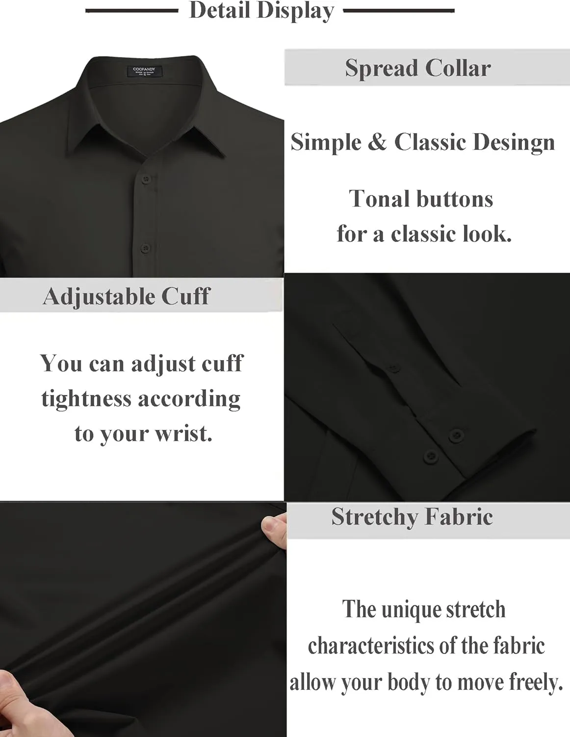 COOFANDY Men's Business Dress Shirts Wrinkle Free Long Sleeve Regular Fit Dress Shirt Textured Casual Button Down Shirts