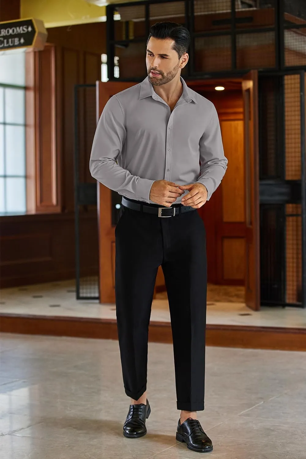 COOFANDY Men's Business Dress Shirts Wrinkle Free Long Sleeve Regular Fit Dress Shirt Textured Casual Button Down Shirts