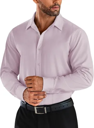 COOFANDY Men's Business Dress Shirts Wrinkle Free Long Sleeve Regular Fit Dress Shirt Textured Casual Button Down Shirts