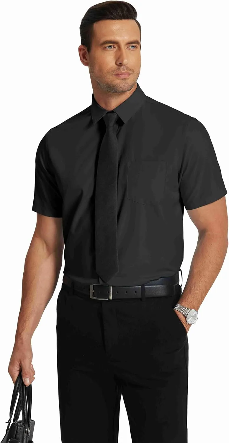 COOFANDY Men's Short Sleeve Dress Shirts Wrinkle Free Regular Fit Dress Shirt Textured Casual Button Down Shirts
