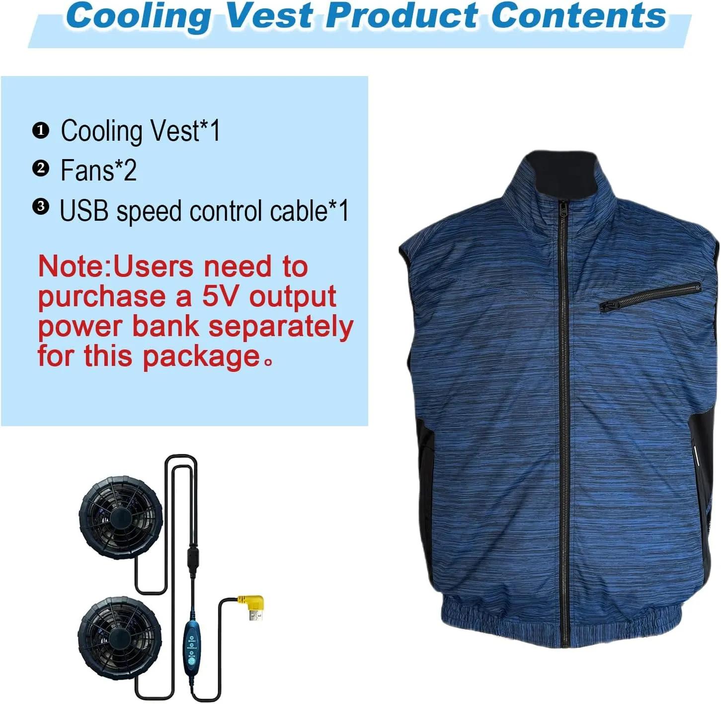 Cooling Vest for Men and Women with Air Conditioning Fans，Water-resistant Surface Lightweight Quick Dry with UV Protection