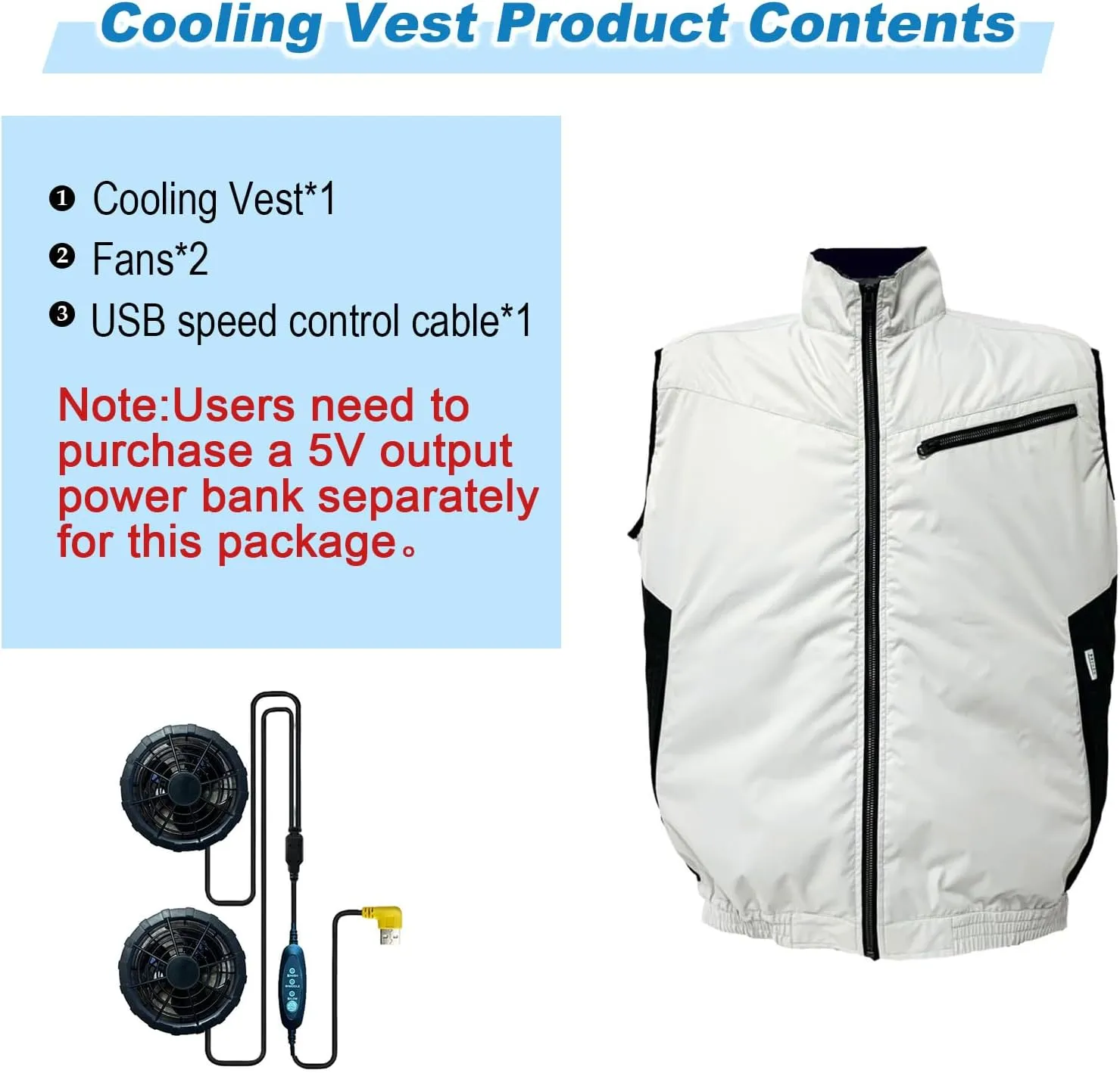 Cooling Vest for Men and Women with Air Conditioning Fans，Water-resistant Surface Lightweight Quick Dry with UV Protection
