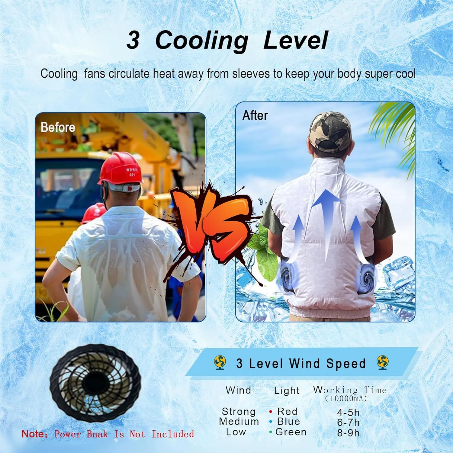 Cooling Vest for Men and Women with Air Conditioning Fans，Water-resistant Surface Lightweight Quick Dry with UV Protection
