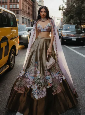 Copper And Gold Embellished Lehenga Set