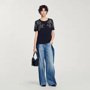 Corail T-Shirt With Embroidered Details Black