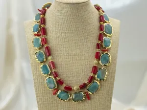 Coral Gemstone Handmade beaded necklace