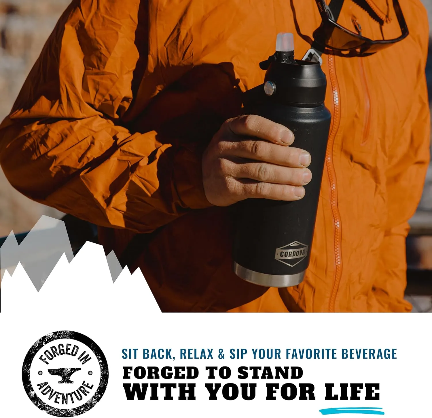 Cordova Outdoors Trailhead Class Water Bottle, Snowcap, 32 oz