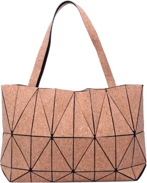Cork Shoulder Bag Tote women handbags purse geometric Vegan Eco friendly gift, Beige