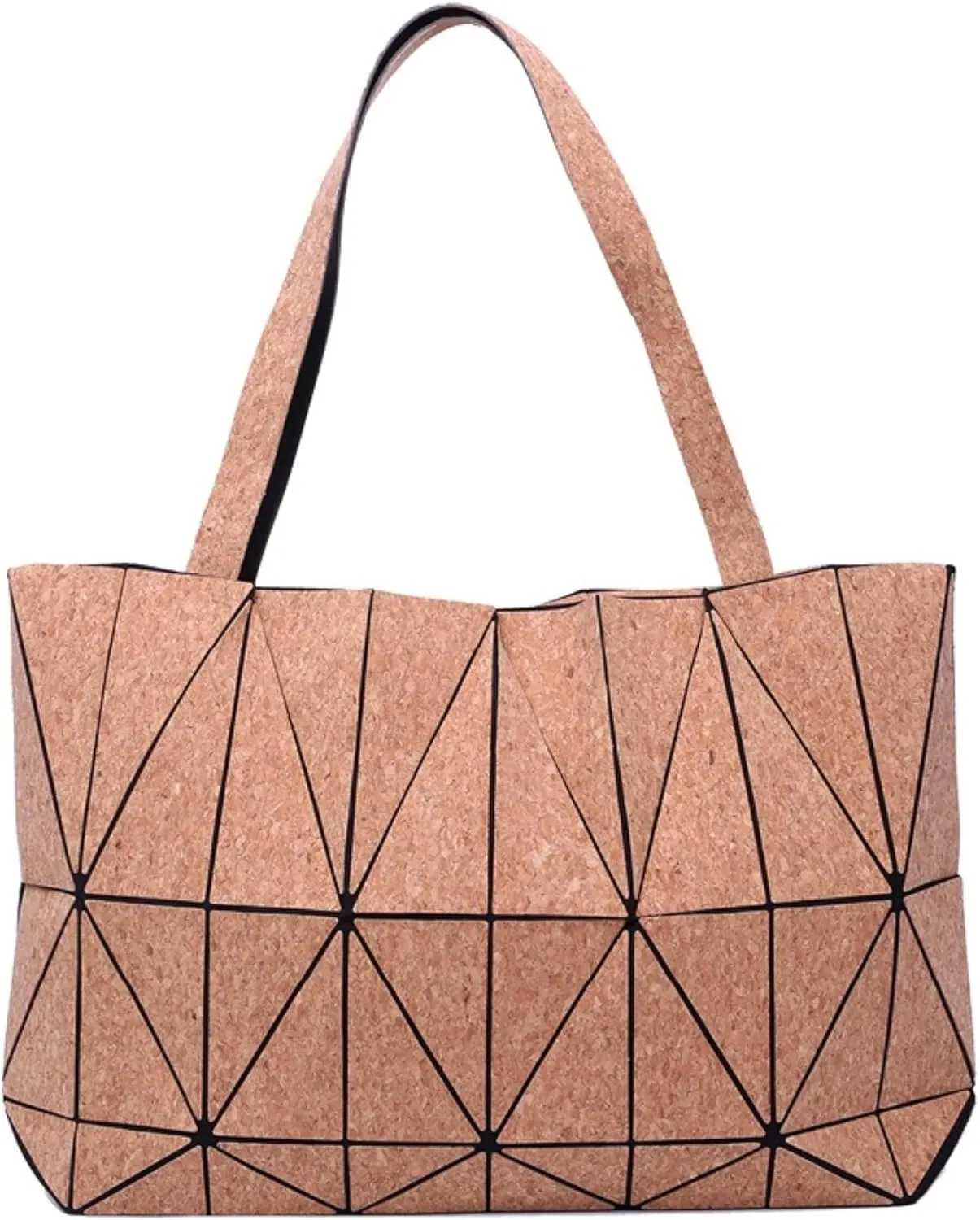 Cork Shoulder Bag Tote women handbags purse geometric Vegan Eco friendly gift, Beige