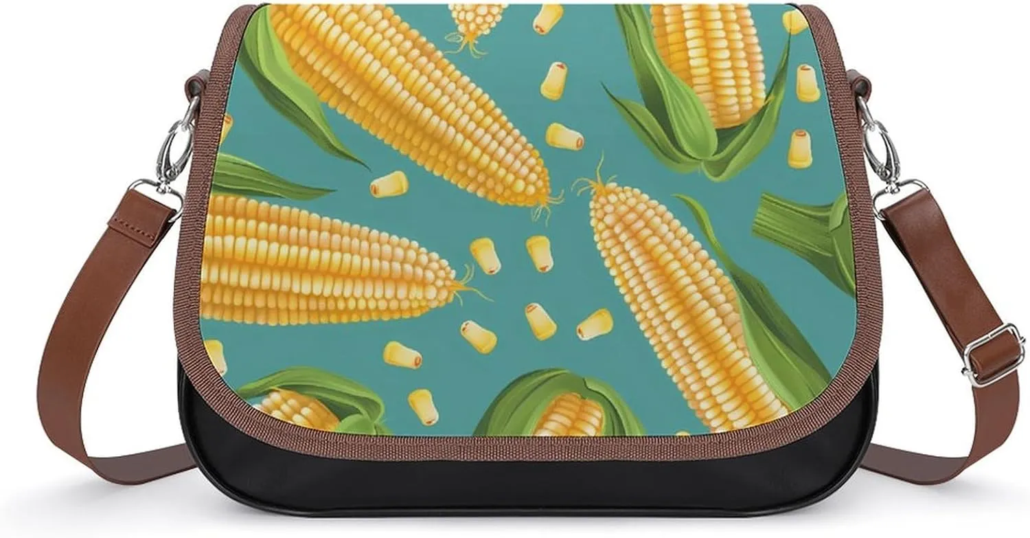 Corn Cob Corn-kernels Trendy Crossbody Bags Purses for Women Casual Shoulder Handbags with Adjustable Wide Strap