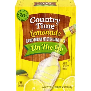 Country Time Lemonade Naturally Flavored Powdered Drink Mix, 60 ct Packs, 6 Boxes of 10 On-the-Go Packets