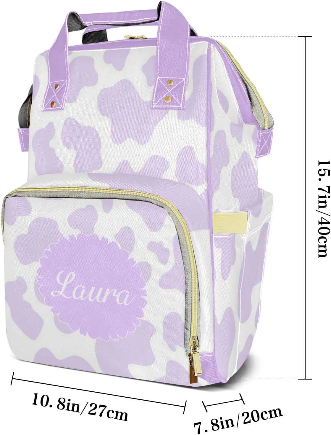 Cow Pattern Purple Diaper Bags Backpack Customized Baby Bag Nursing Nappy Bag Travel Tote Gifts for Women